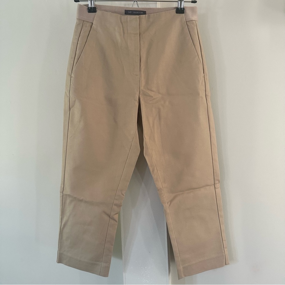 MARKS & SPENCER TAN CAPRI PANTS ELASTIC WAIST & FROTN POCKETS WOMENS  SMALL